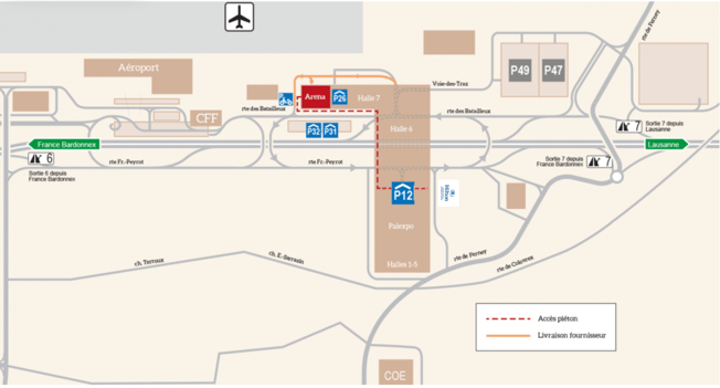 plan pieton arena hilton geneve